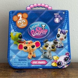 New Littlest Pet Shop LPS Series 4 Orange Paw Pet Pairs Monkey Elephant Set